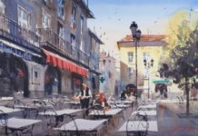 Kelly Kane’s Pick of the Week: Lunch in Limoux Watercolor landscape paintings