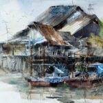 Plein air watercolor painting