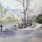 Plein air watercolor painting
