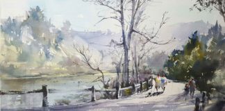 Plein air watercolor painting