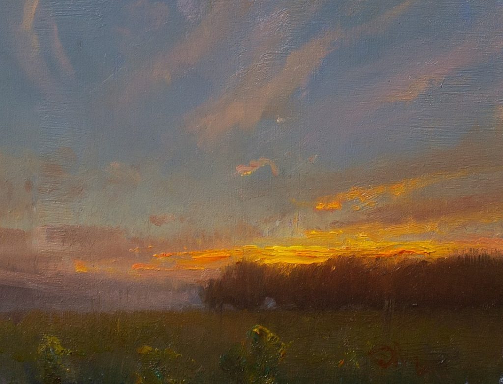 Devin Michael Roberts, "The Golden Hour," oil on panel, 6 x 8 in., plein air, private collection