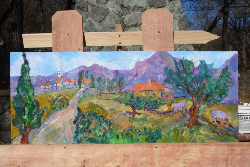 Susan’s own car was included in the exhibit with her plein air setup and outdoor studio.