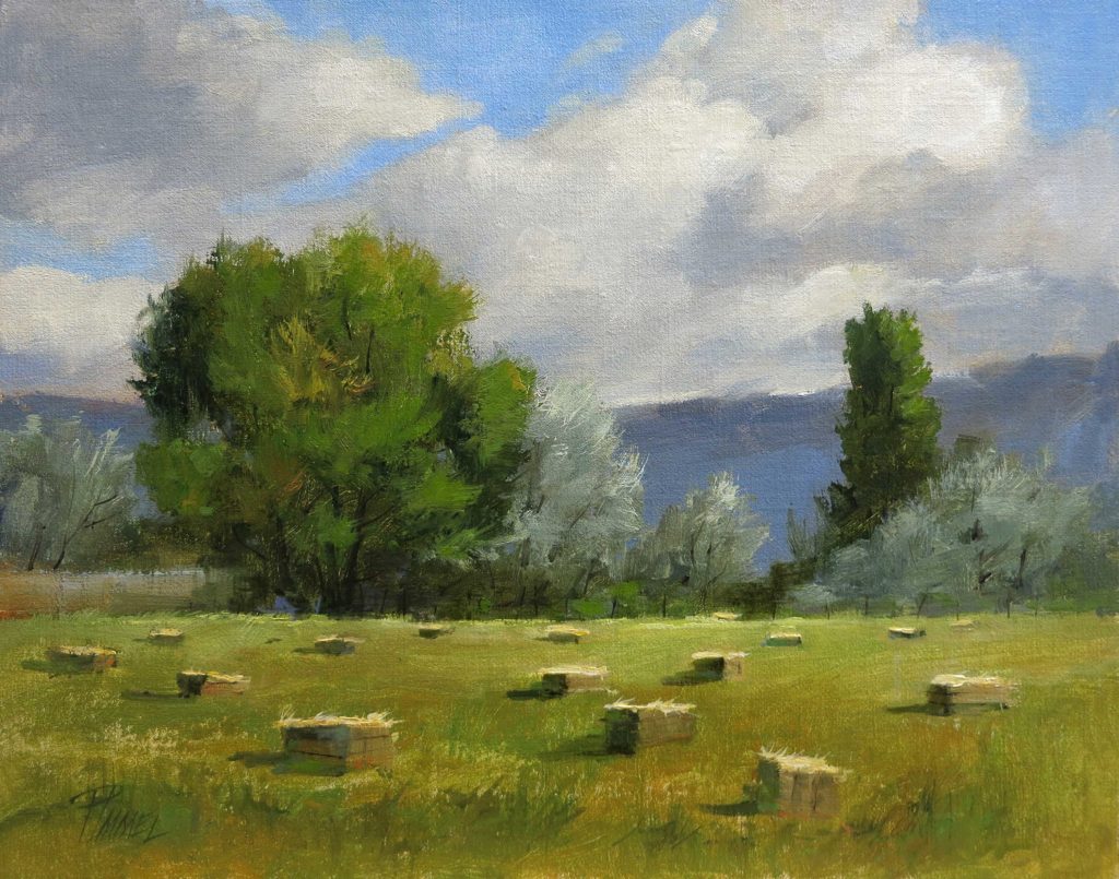 Peggy Immel, “Hay Bales,” oil, 11 x 14 in.
