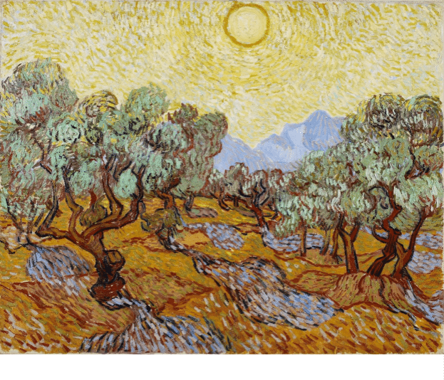 Van Gogh - Olive Orchard with Mountains and Disk of the Sun