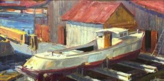Trey Finney, “Martha in Dry Dock,” 2016, oil, 20 x 24 in., Private collection, Plein air