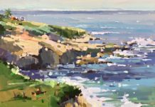 Michele Usibelli, “Picnic at the Point,” 2018, gouache, 9 x 12 in., Private collection, Plein air