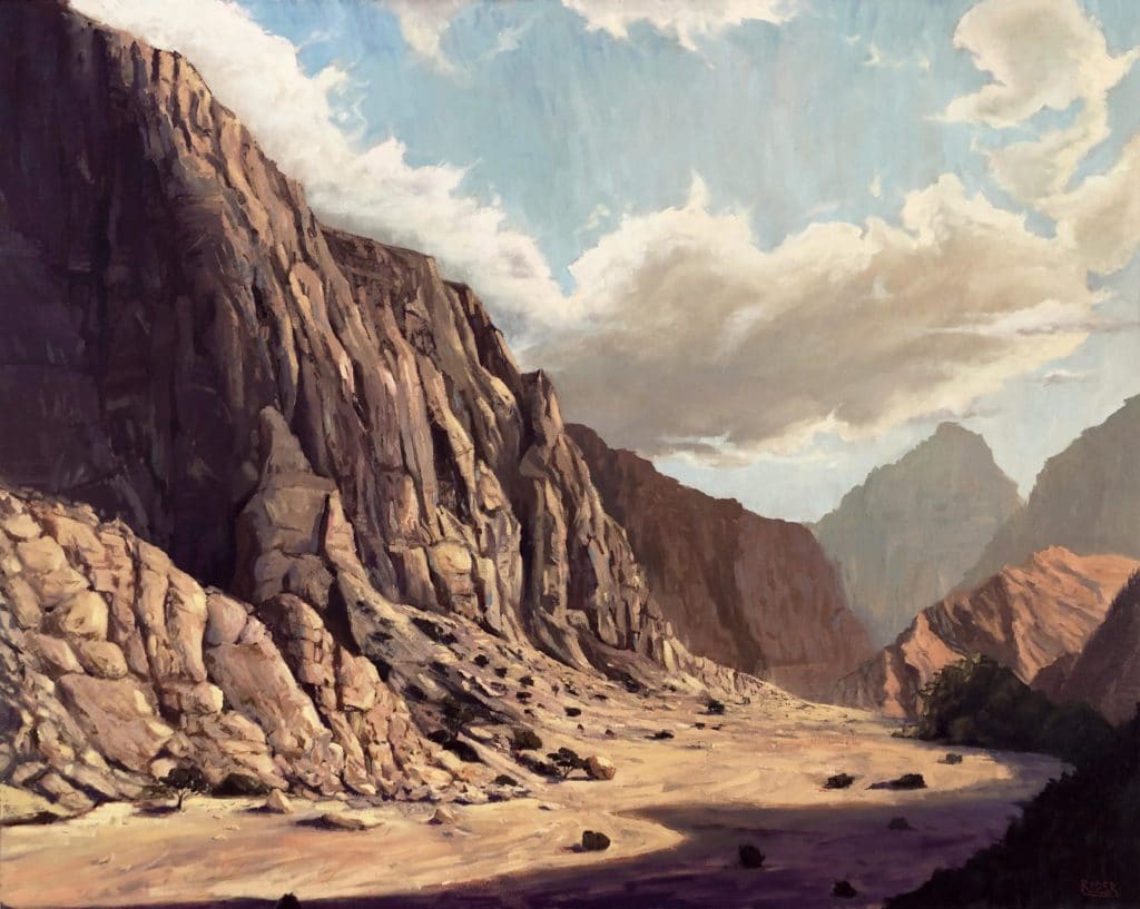 Matt Ryder, “Jebel Jais Mountain Pass,” oil on canvas, 152cm x 122cm