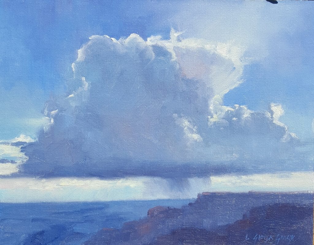 Linda Glover Gooch, “Thunderboomer,” 2017, oil, 8 x 10 in. Private collection, Plein air
