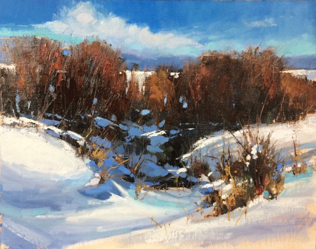 Susan M. Rose, “Ongoing,” 2019, oil, 11 x 14 in. Collection the artist, Plein air