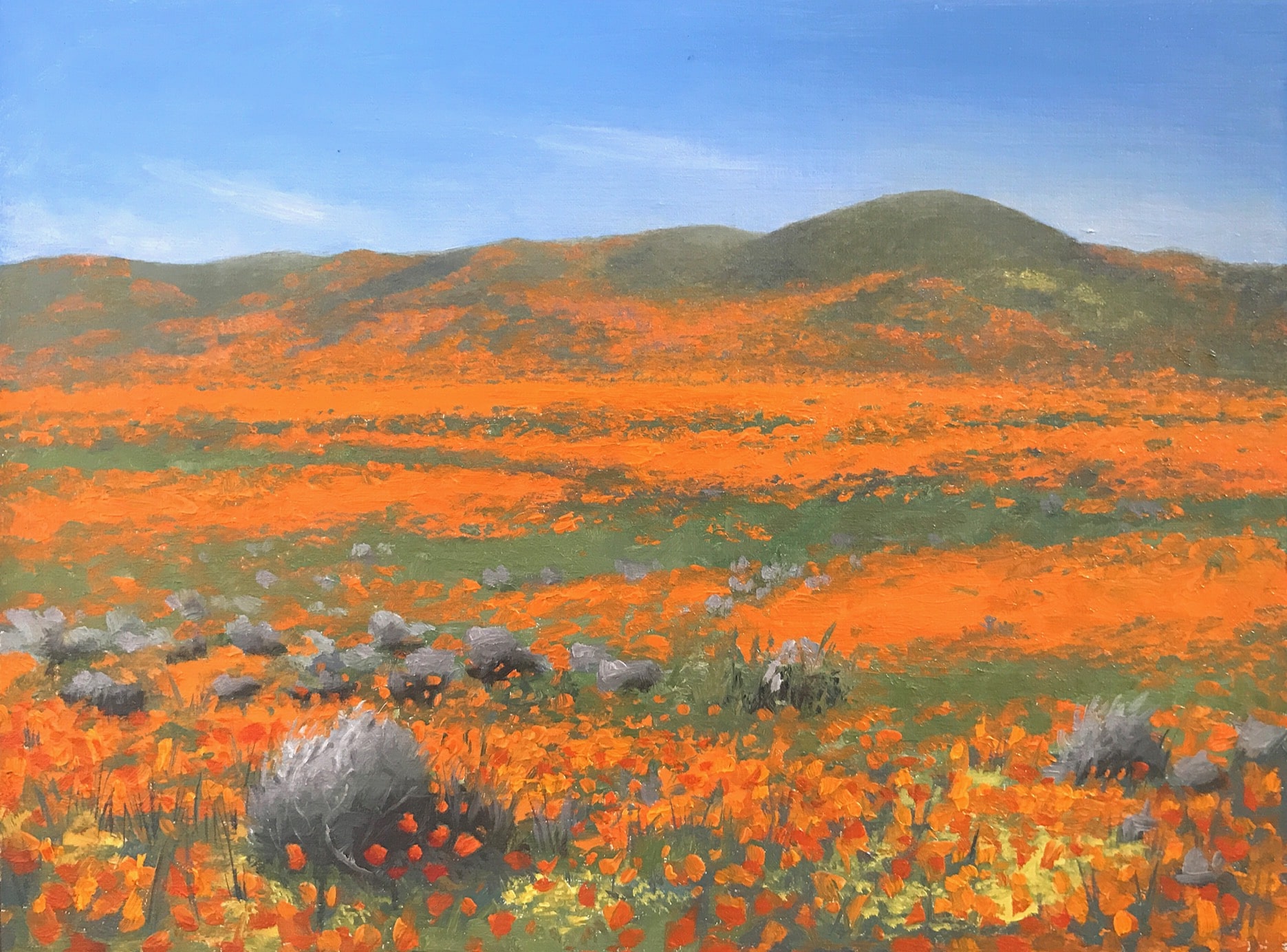 California Poppy oil painting poppy field Original Art small artwork