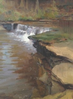 Chuck Marshall, “Ohio Waterfall,” 2015, oil, 20 x 16 in. Private collection, Plein air