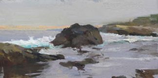 Hsin-Yao Tseng, “Carmel Coast 2,” 2017, oil, 9 x 12 in., Collection the artist, Plein air