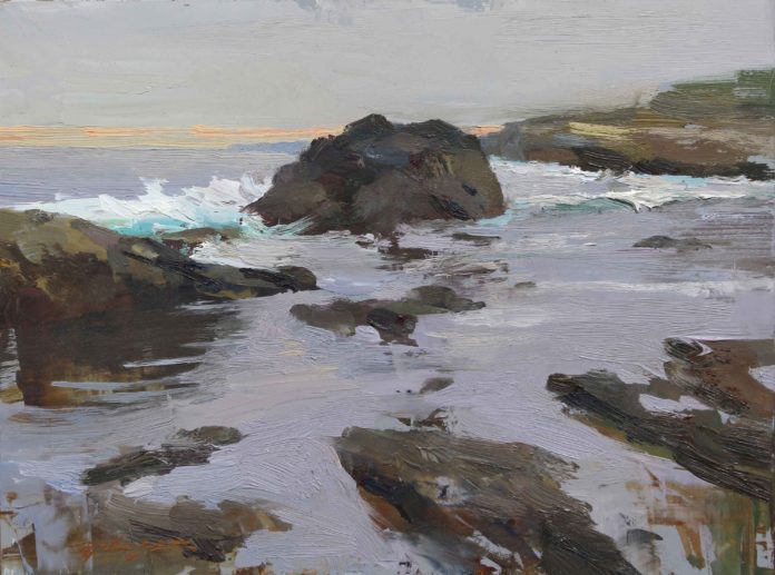 Hsin-Yao Tseng, “Carmel Coast 2,” 2017, oil, 9 x 12 in., Collection the artist, Plein air