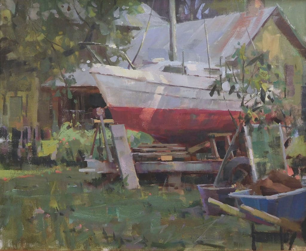 James Richards, “Garden of Delight,” 2016, oil on linen, 20 x 24 in. Private collection, Plein air