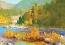 Kelly Kane’s Pick of the Week: Magic in West Glacier Lori Putnam, “Magic in West Glacier,” 2017, oil, 9 x 12 in., Collection the artist, Plein air study
