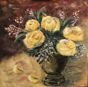 “Yellow Roses on the Camp Meeting Table”
