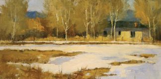 Peggy Immel, “Winter Field,” 2016, oil, 9 x 12 in., Private collection, Plein air