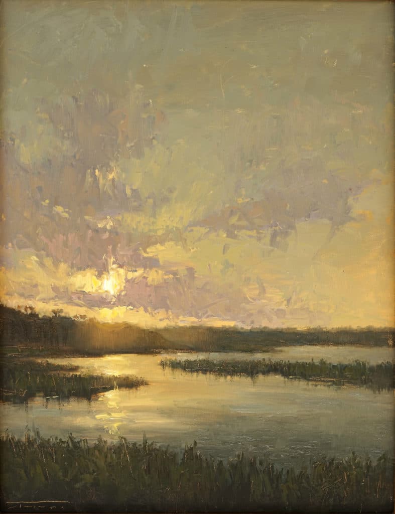 "Back Bay Evening," oil, by Jane Hunt