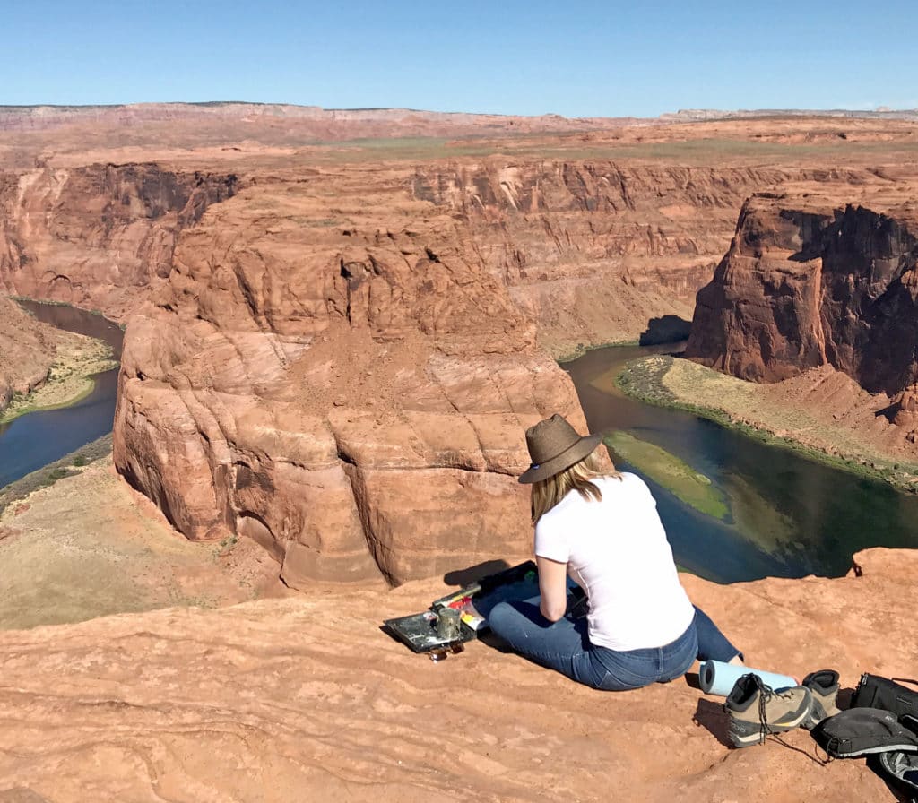 Amery Bohling, painting the Grand Canyon en plein air