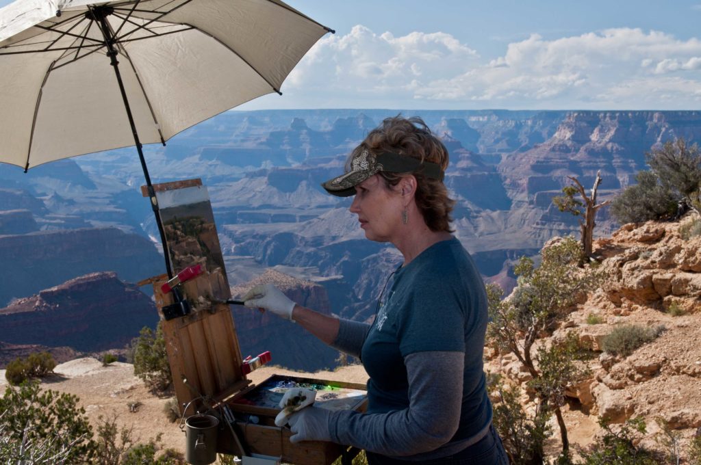 Linda Glover Gooch painting at the Grand Canyon