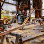 Kelly Kane’s Pick of the Week: Boat Builders Shop Mitch Baird, “Boat Builders Shop,” 2017, oil, 16 x 20 in., Private collection, Plein air