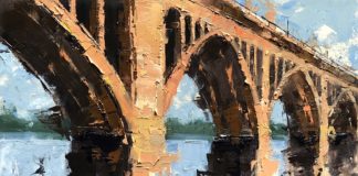Kim VanDerHoek, “Key Bridge Arches,” 2018, oil, 11 x 14 in., Private collection, Studio from plein air studies