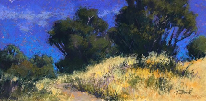 Terri Ford, “California Gold,” 2018, pastel, 6 x 12 in., Available from artist, Plein air
