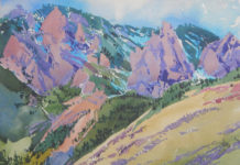 Plein air watercolor landscape painting