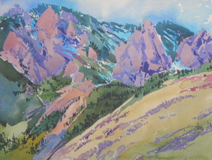 Plein air watercolor landscape painting