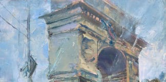 Michele Byrne, Washington Square Rain, 2019, oil, 12 x 9 in., Available from artist, Plein air and studio
