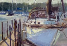 Kelly Kane’s Pick of the Week: Dancing Light on the Harbor Plein air oil landscape painting - OutdoorPainter.com