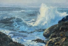 Rae O’Shea, “Crashing Surf,” 2019, oil, 12 x 16 in., Collection the artist, Plein air study