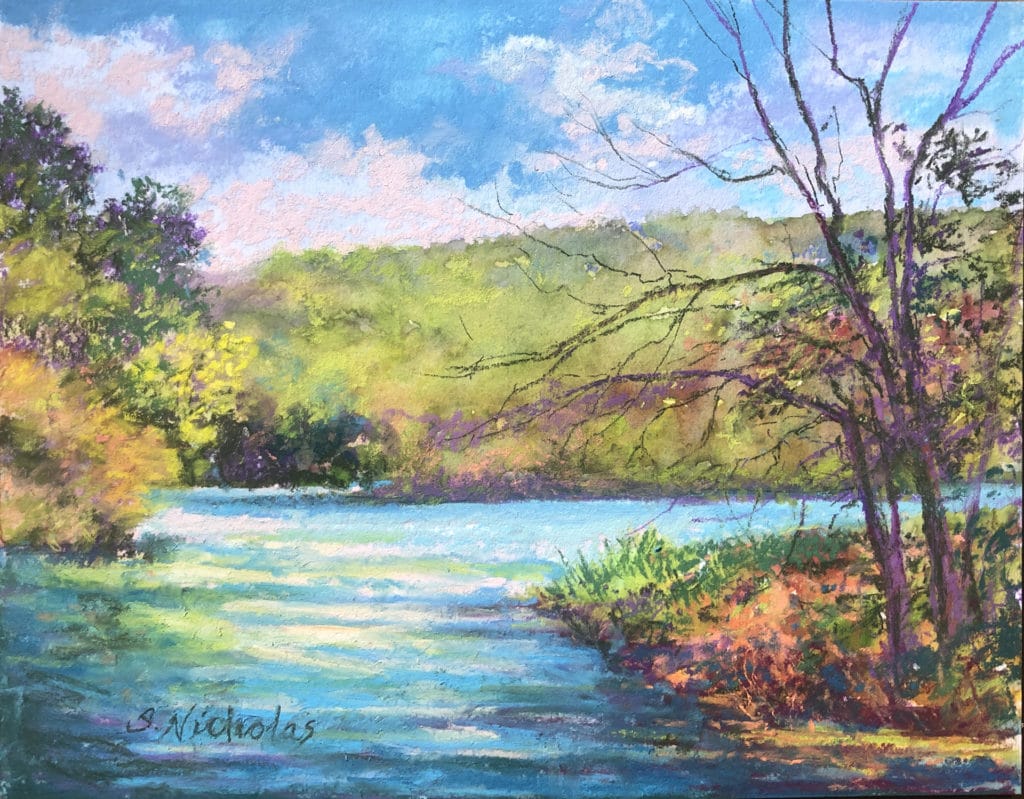 Pastel landscape painting - Susan Nicholas Gephart - Summer Serenity