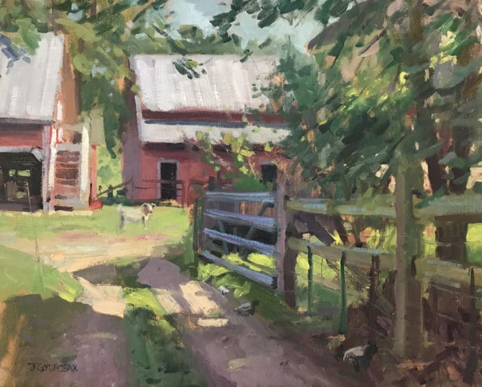 Joe Gyurcsak, “Farm Livin’,” 2019, oil, 16 x 20 in., Private collection, Plein air