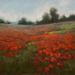 Jane Hunt, “May Poppies,” 2019, oil, 9 x 12 in., Private collection, Plein air
