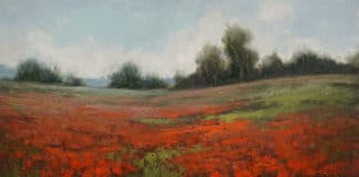 Jane Hunt, “May Poppies,” 2019, oil, 9 x 12 in., Private collection, Plein air
