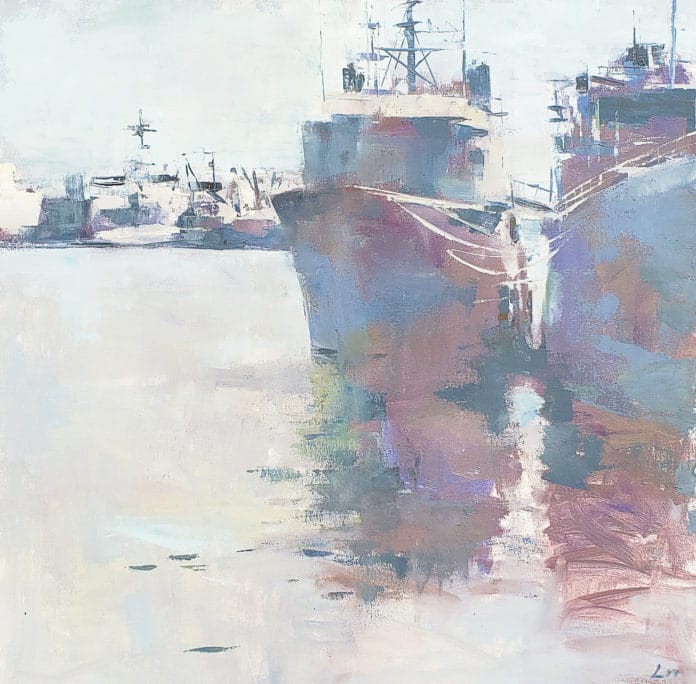 Patrick Lee, “Echoes,” 2019, oil, 36 x 36 in., collection the artist, plein air