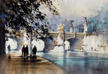 Kelly Kane’s Pick of the Week: “Ponte Vittorio Emanuelle II — Rome” Thomas Schaller watercolor paintings