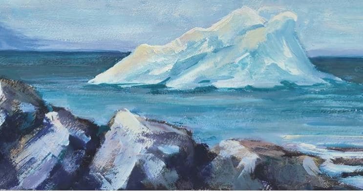 goauche paintings of icebergs