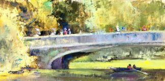 Brenda Boylan, “Under & Over,” 2019, oil, 9 x 12 in., Available from artist, Plein air