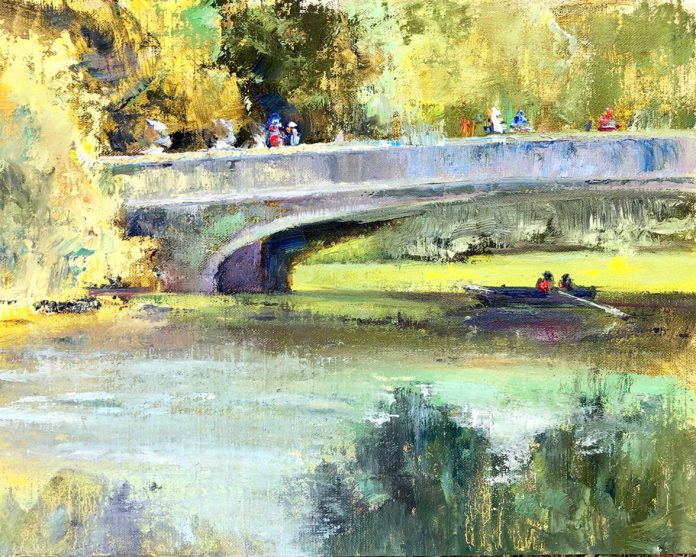 Brenda Boylan, “Under & Over,” 2019, oil, 9 x 12 in., Available from artist, Plein air