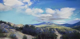 Heidi A. Marshall, “Cloud Rhapsody,” 2020, pastel, 12 x 16 in., Available from Sage Creek Gallery, Santa Fe, NM, Plein air