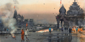 Plein air watercolor painting