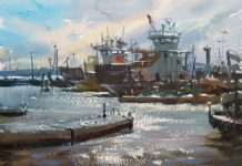 Kelly Kane’s Pick of the Week: “Madeline Island Ferry” Plein air watercolor paintings