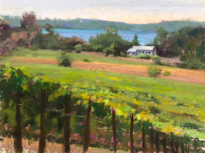 Jill Stefani Wagner, “Bowers Harbor,” 2019, pastel, 12 x 16 in., Available from artist, Plein air