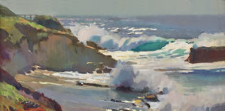 Ray Roberts, "Shore Breakers, Laguna Beach," 2018, oil, 20 x 24 in., plein air