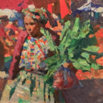 Oil painting of a girl selling flowers