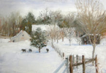 6 Soothing Snowscape Paintings Painting of a snowy rural landscape