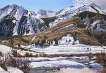 Kelly Kane’s Pick of the Week: Whetstone in April Landscape oil painting of snowy mountain