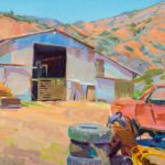 Marcia Burtt, “Barn at Walking R Ranch,” 2011, acrylic, 20 x 30 in., Private collection, Plein air